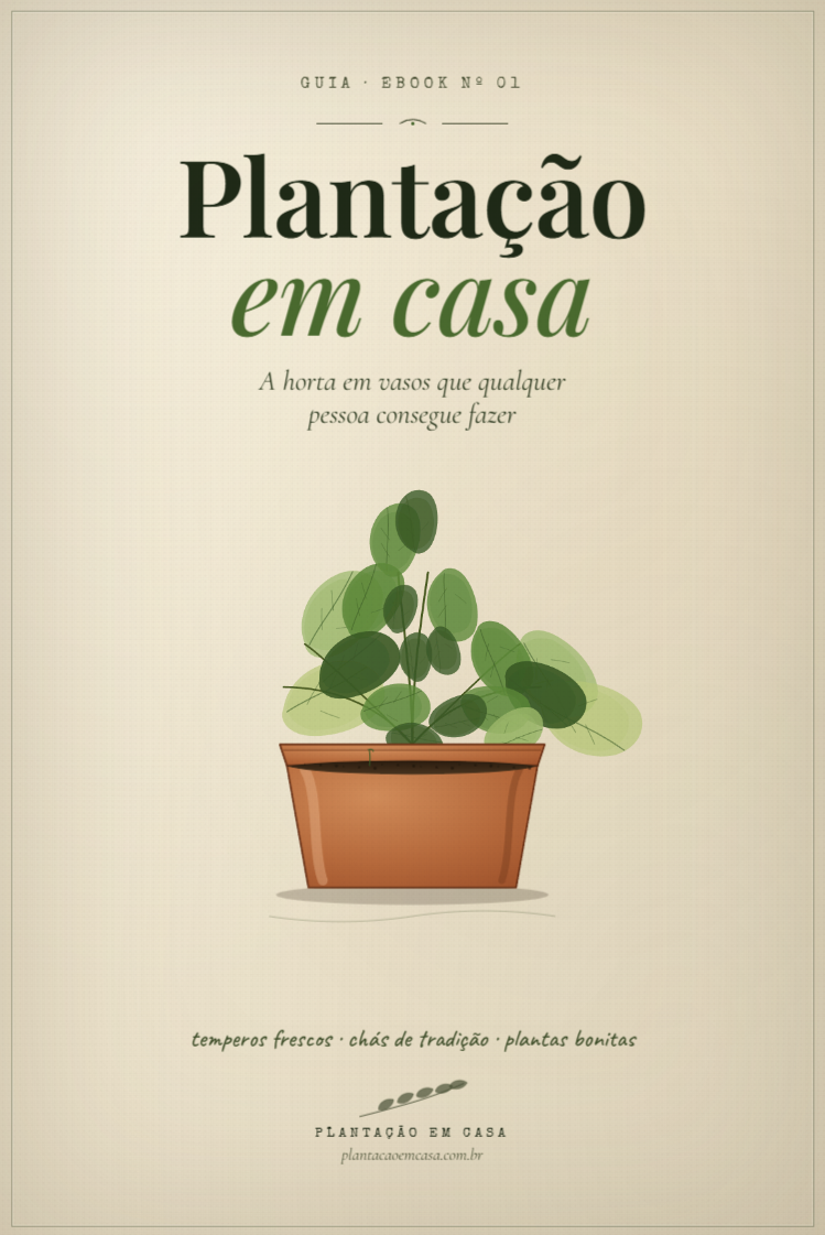 Capa do ebook: Plantação em Casa — A horta em vasos que qualquer pessoa consegue fazer